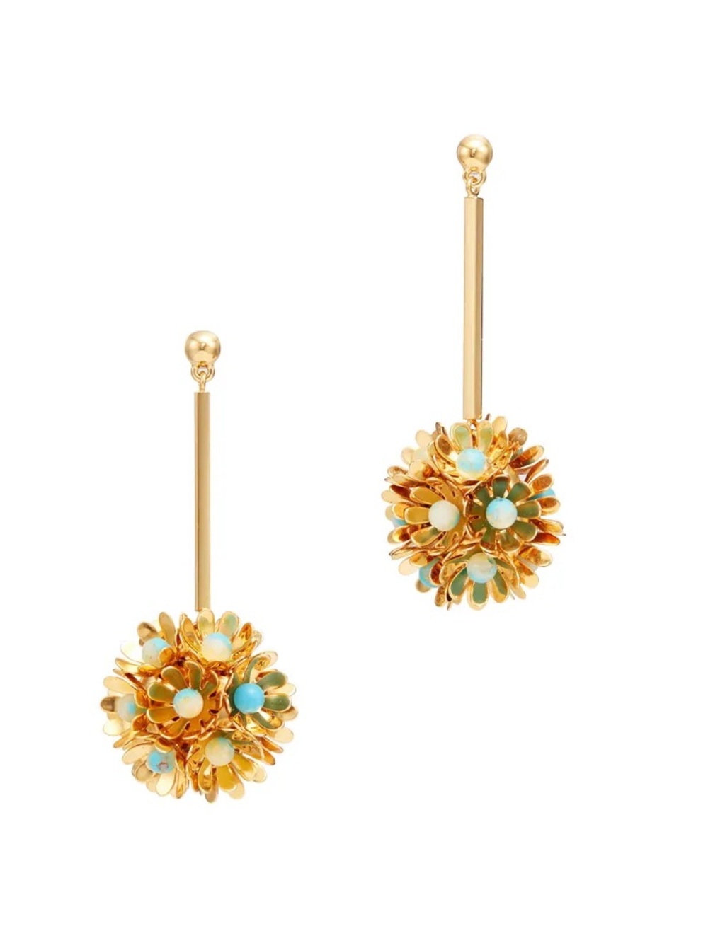New Anthropologie Lele Sadoughi Plumeria Linear Gold Drop Earrings